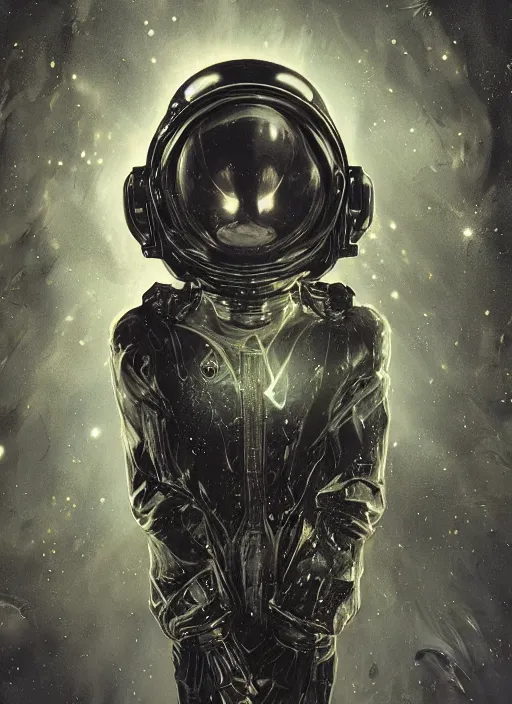 Prompt: astronauts in dark and void underwater - hyperdetailed suit. reflection and dispersion materials. rays and dispersion of light. volumetric light. 5 0 mm, f / 3 2. noise film photo. flash photography. ultra realistic, wide angle. poster by wayne barlowe, hajime sorayama aaron horkey, craig mullins. dark key.