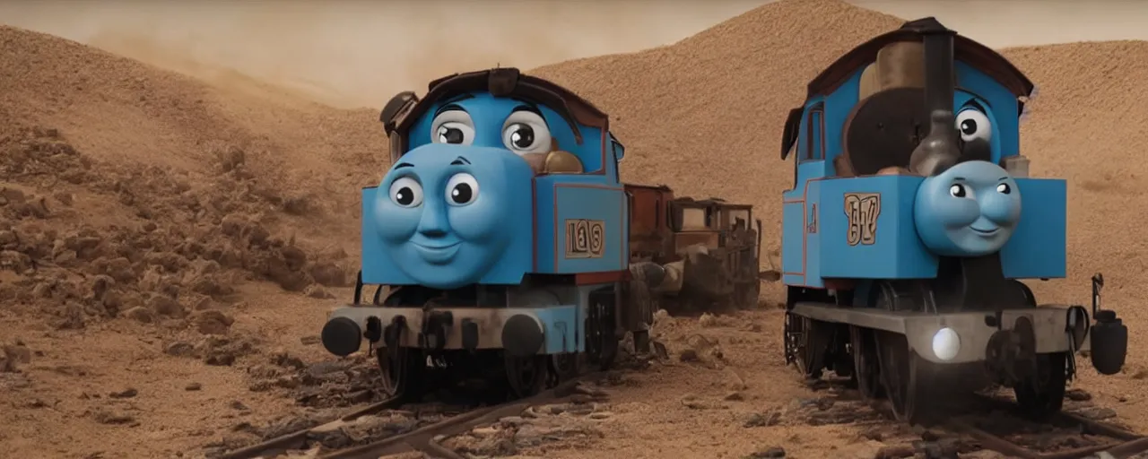 Image similar to still frame of Thomas the Tank Engine in MAD MAX: FURY ROAD (2015)