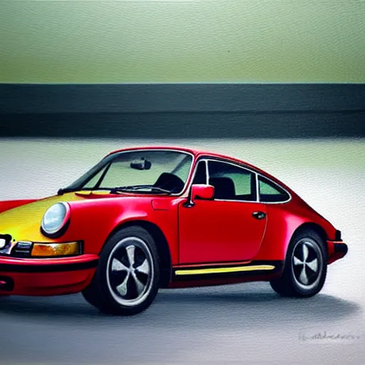 Prompt: A beautiful oil painting of a Porsche 911 Carrera 3.2, volumetric lighting, photorealistic, highly detailed.