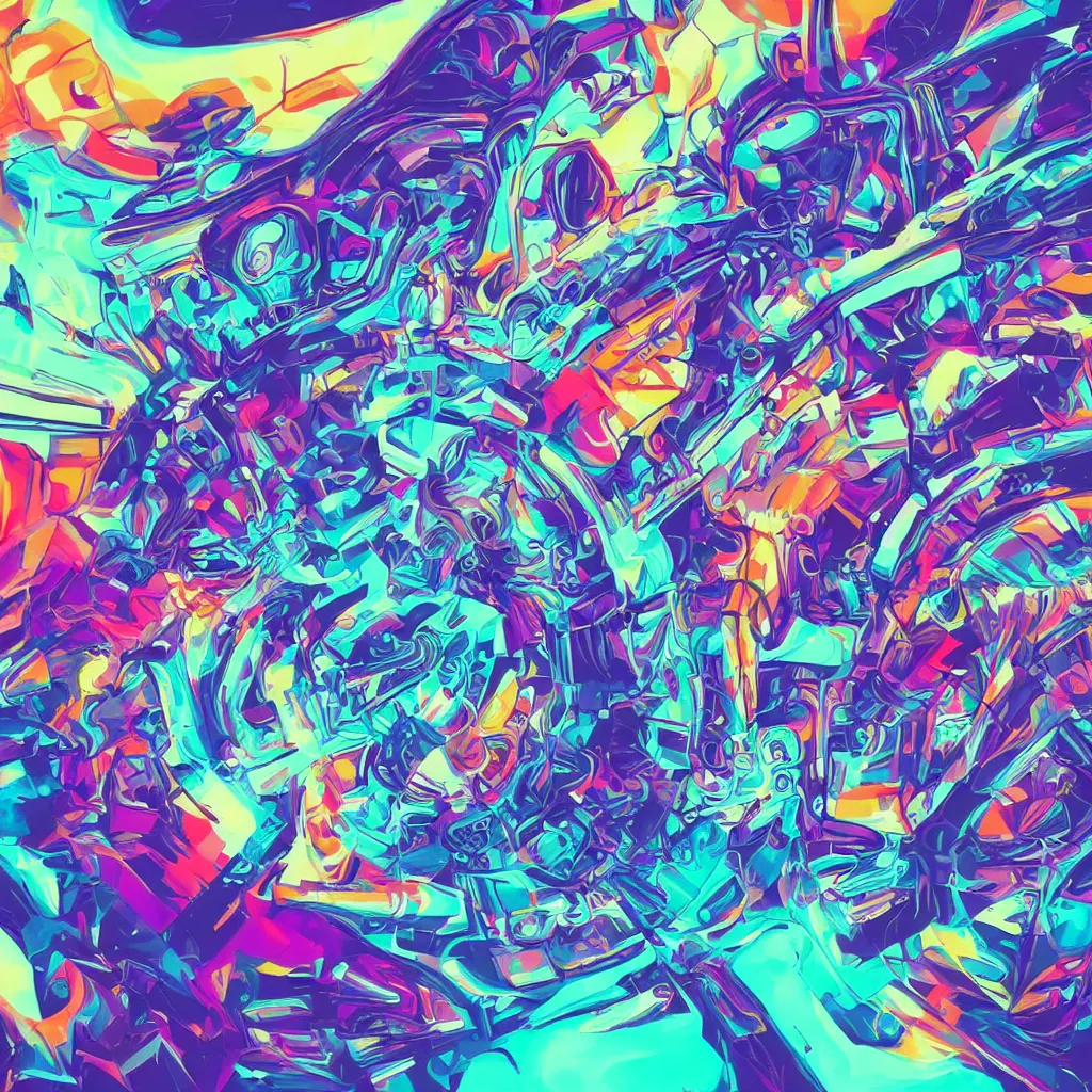 Prompt: trippy digital airbrush illustration album cover, featured on dribble, retrofuturism, futuristic, y 2 k aesthetic, sci - fi