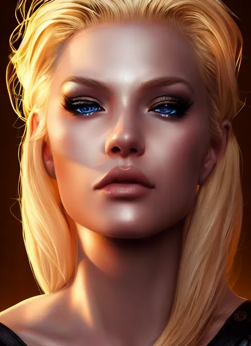 Image similar to photo of a gorgeous blonde female in cyperpunk city, realistic, sharp focus, 8 k high definition, insanely detailed, intricate, elegant, art by and stanley lau and artgerm, greg kutkowski, high contrast dramatic lighting