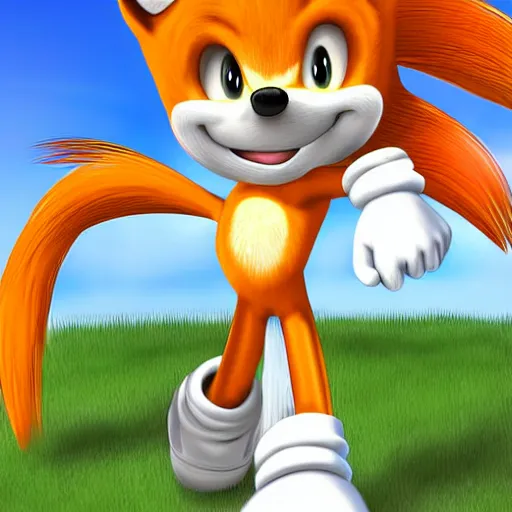 Prompt: a digital art of tails from sonic