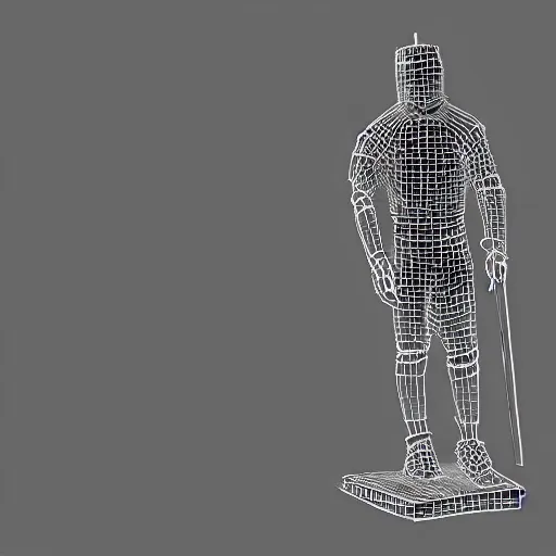 Image similar to knight, statue, chrome, reflect, wireframe, photograph