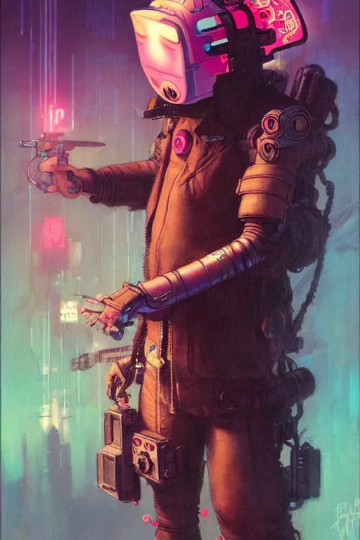 Prompt: cyberpunk peppa pig, character design, painting by gaston bussiere, katsuya terada, frank frazetta, tom of finland, trending on artstation