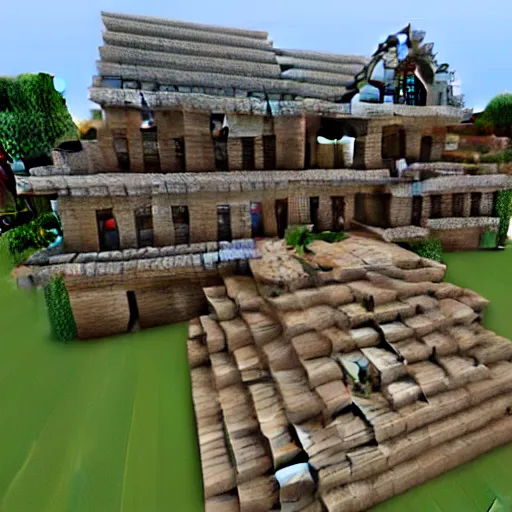 Image similar to minecraft mansion made of flesh