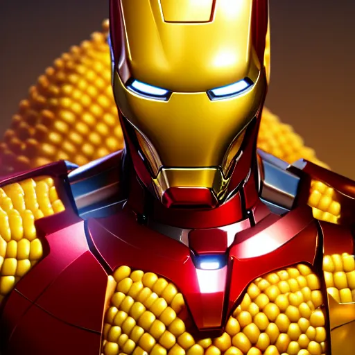 Image similar to tony stark is corn on the cob, hyperdetailed, artstation, cgsociety, 8 k