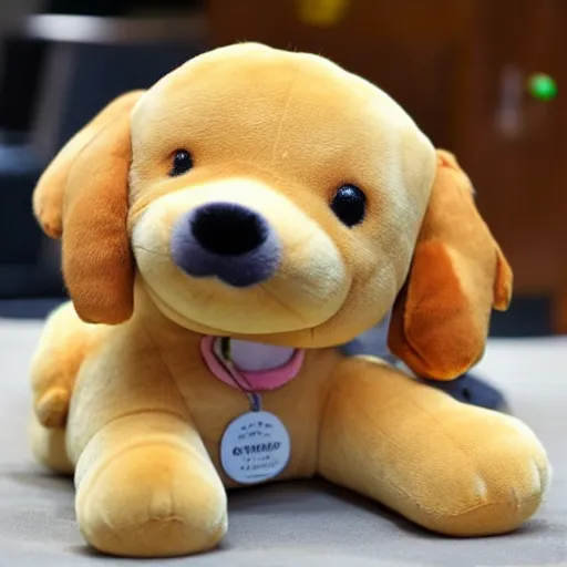 Image similar to A happy golden retriever puppyplush doll, 8k