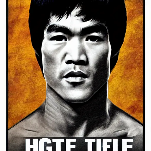 Prompt: portrait of bruce lee, think different poster, highly detailed, symmetry