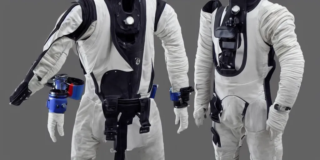 Image similar to photo of high-tech space suit design exoskelet