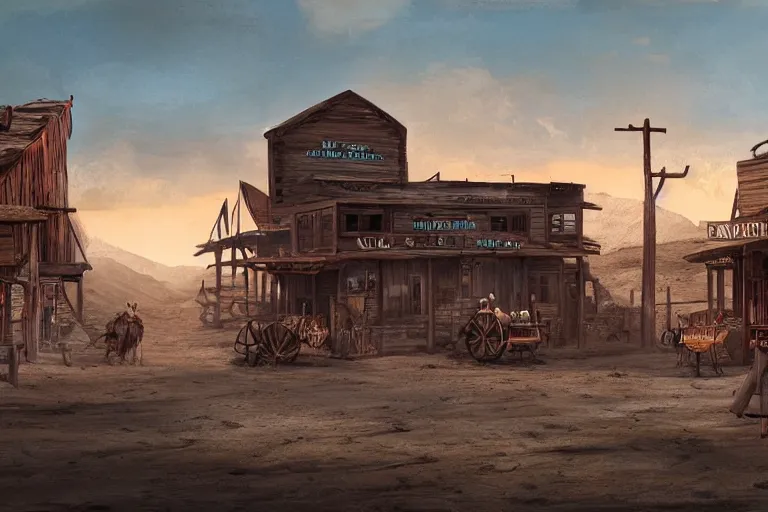 Prompt: concept art, wild west town, cinematic