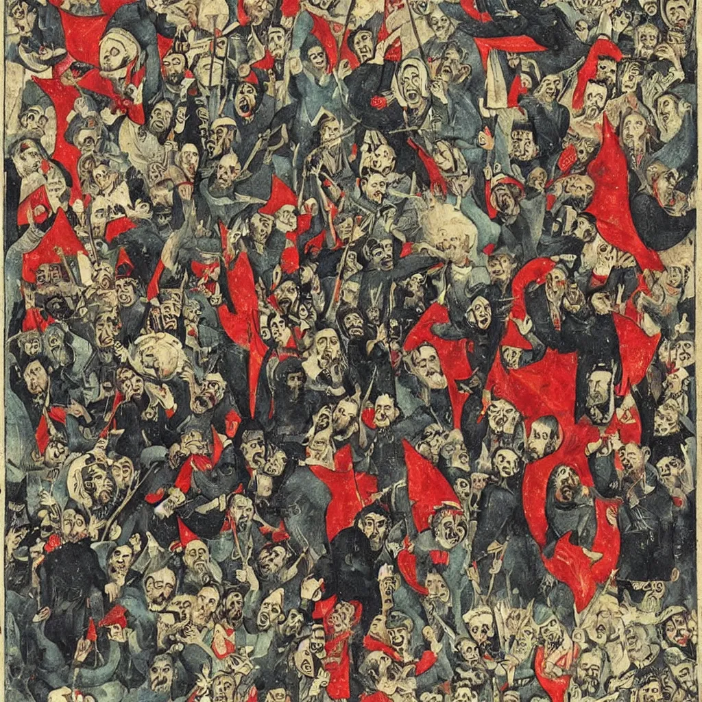 Image similar to Recep Tayyip Erdoğan and Devil having a launch in hell, Ottoman miniature style