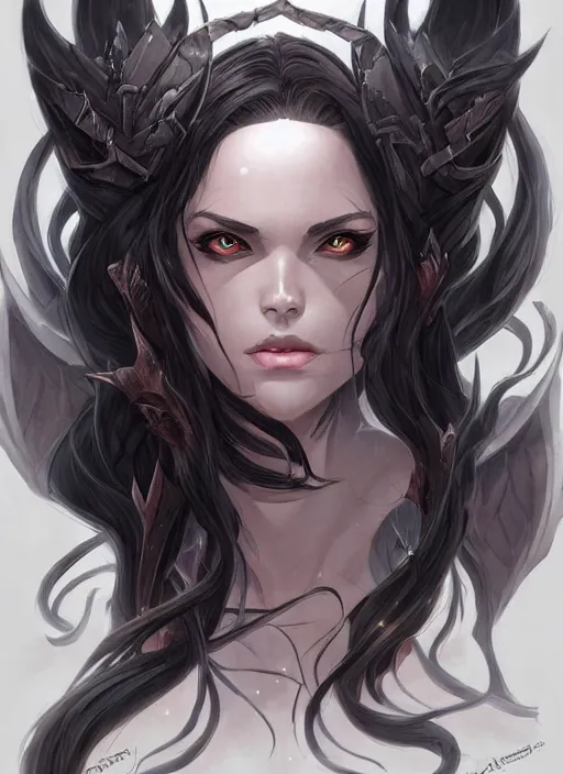 Prompt: beautiful enchantress, black long hair, practical armor, brown skin, demonic eyes, low fantasy, extremely detailed, sharp focus, smooth, digital illustration, by rossdraws, frank franzzeta, sakimichan