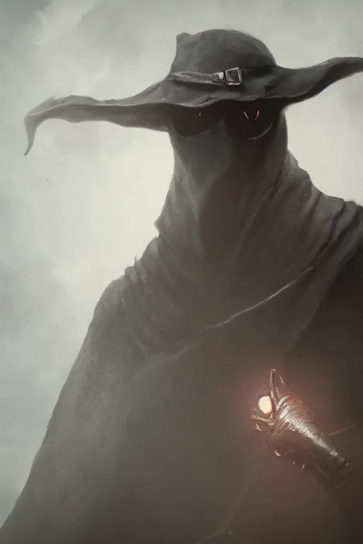 Prompt: A closeup of a Plague Doctor by Greg Rutkowski, Bloodborne, 4k photorealistic, volumetric lighting, HD, high details, dramatic, dark atmosphere, trending on artstation