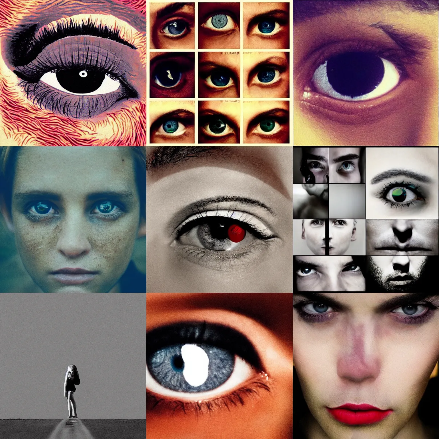 Prompt: all of these images are beginning to overwhelm me, bloodshot eyes