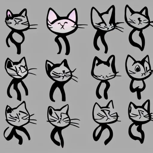 Image similar to references for line drawing of a cartoon cat