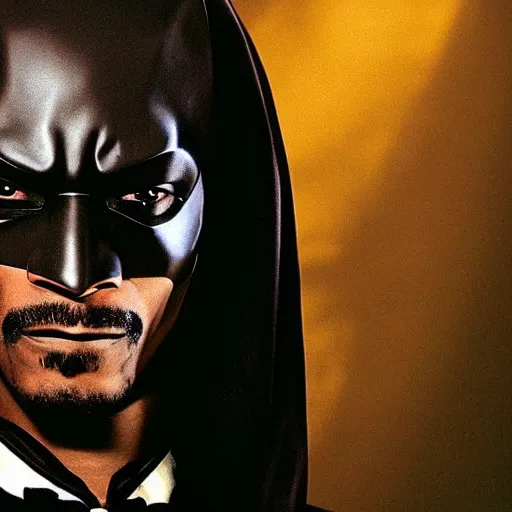 Prompt: snoop dog as the batman in the dark knight ( 2 0 0 8 )