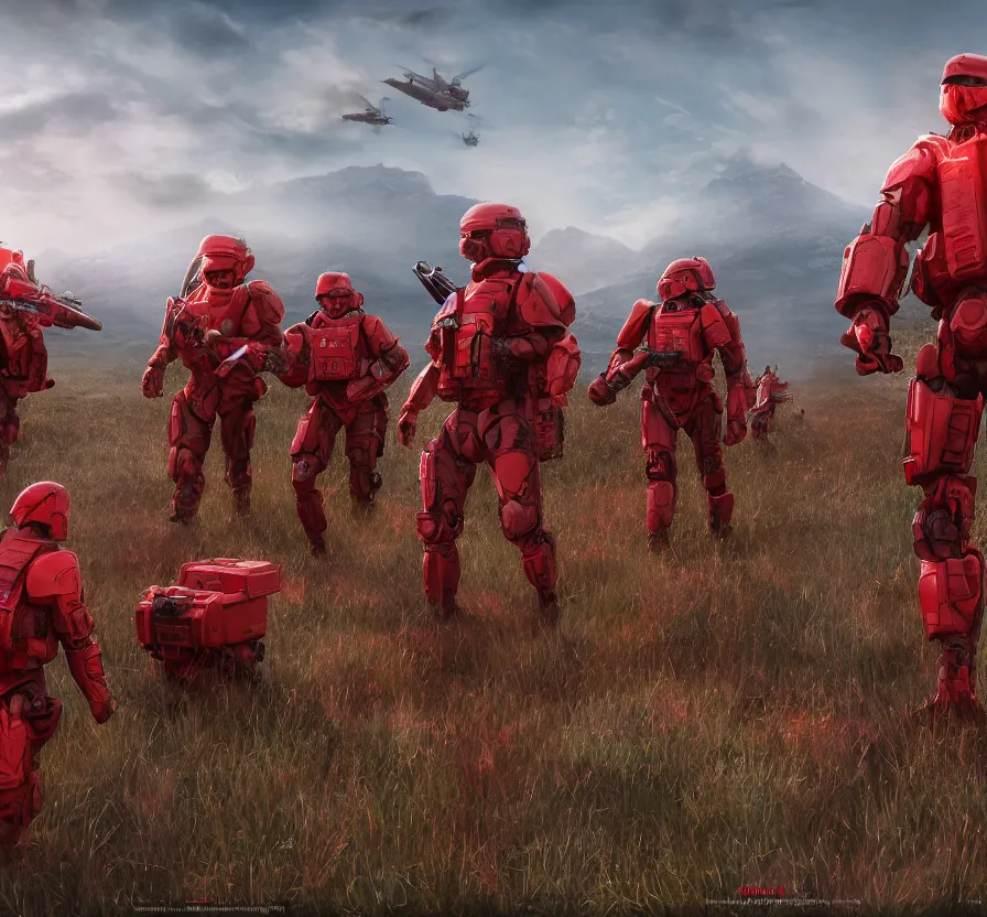 Image similar to red alert troops in real life in field, hd, hdr, ue 5, ue 6, unreal engine 5, cinematic 4 k wallpaper, 8 k, ultra detailed, by popular digital artist, beautiful image, resolution, artstation