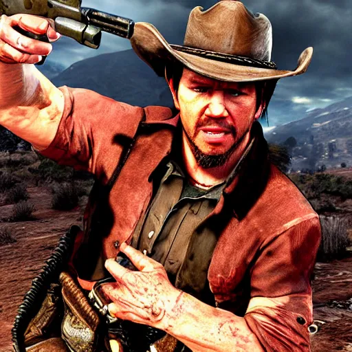 Prompt: mark wahlberg as a character in red dead redemption