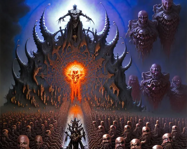 Image similar to the army of darkness and the incarnate of evil, fantasy character portrait made of fractals facing each other, ultra realistic, wide angle, intricate details, the fifth element artifacts, highly detailed by peter mohrbacher, hajime sorayama, wayne barlowe, boris vallejo, aaron horkey, gaston bussiere, craig mullins