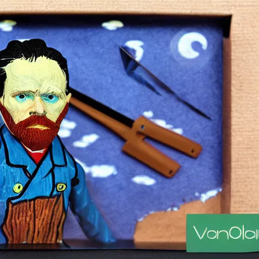 Image similar to van gogh, stop motion vinyl action figure, plastic, toy, butcher billy style