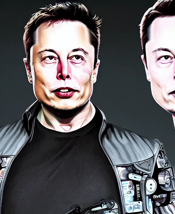 Prompt: Elon Musk wearing borg technology and implants by Moebius, 4k resolution, detailed