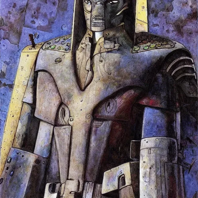 Image similar to artwork by Enki Bilal showing Horus