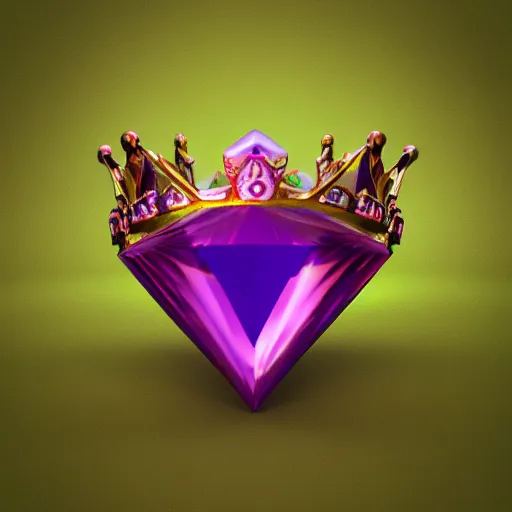 Image similar to 3 d render of a gemstone with crown, green background lighting, realistic, artstation, cg