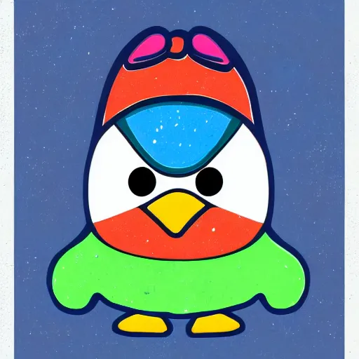 Image similar to portrait friendly cute happy stylish realistic rainbow penguin. background in the style of art nouveau. lively. colorful. hd.