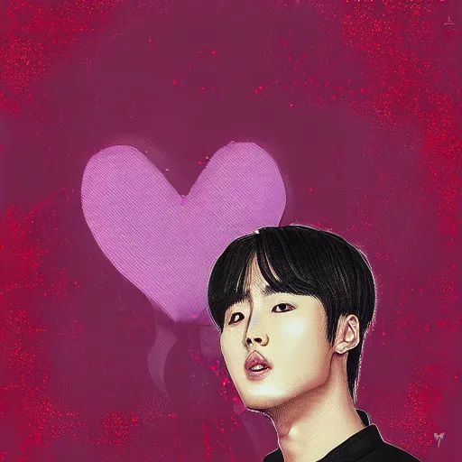 Image similar to Jin from BTS sending a kiss to the camera, digital art