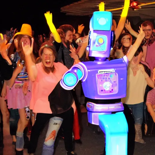 Prompt: robot dance party