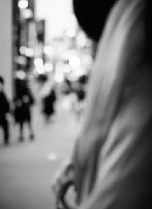 Prompt: symmetry!! a 2 8 mm macro photo from the back of a woman in tokyo, seen from a distance, splash art, movie still, bokeh, canon 5 0 mm, cinematic lighting, dramatic, film, photography, golden hour, depth of field, award - winning, anamorphic lens flare, 8 k, hyper detailed, 3 5 mm film grain