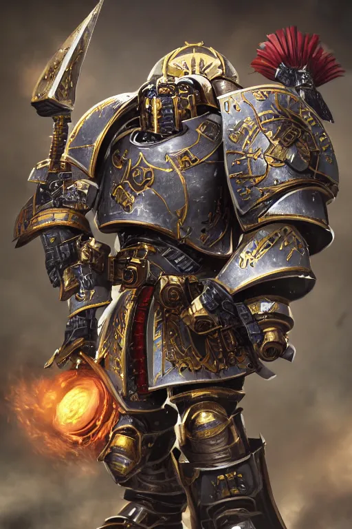 Image similar to armor portrait heros warhammer 4 0 k horus heresy fanart - the primarchs emperor by johannes helgeson animated with vfx concept artist & illustrator global illumination ray tracing hdr fanart arstation zbrush central hardmesh 8 k octane renderer comics stylized