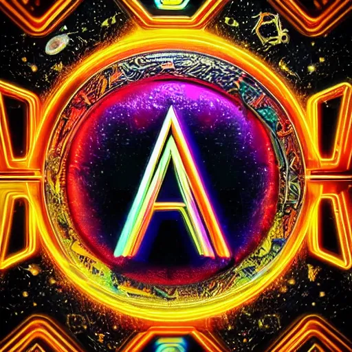 Image similar to a and w vaporwave logo, colorful, digital art, cosmic, 3 d high definition, trending on art station, photorealistic, high resolution, 8 k, octane, hyper detailed, insane details, intricate, elite, ornate, elegant trend, highly detailed and intricate, sharp focus, photography, unreal engine