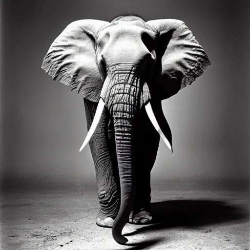 a person with an elephants trunk, large format film
