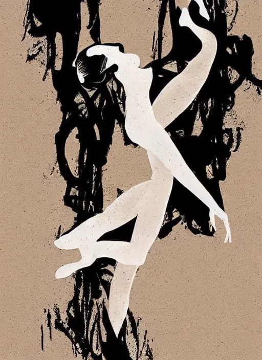 Image similar to ink art ballerina by xu wei