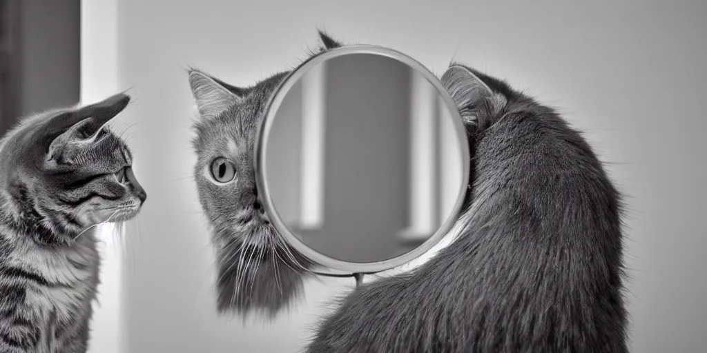 Image similar to cat looking in mirror