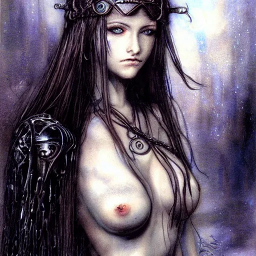 Image similar to portrait of knight girl with pigtails by Luis Royo