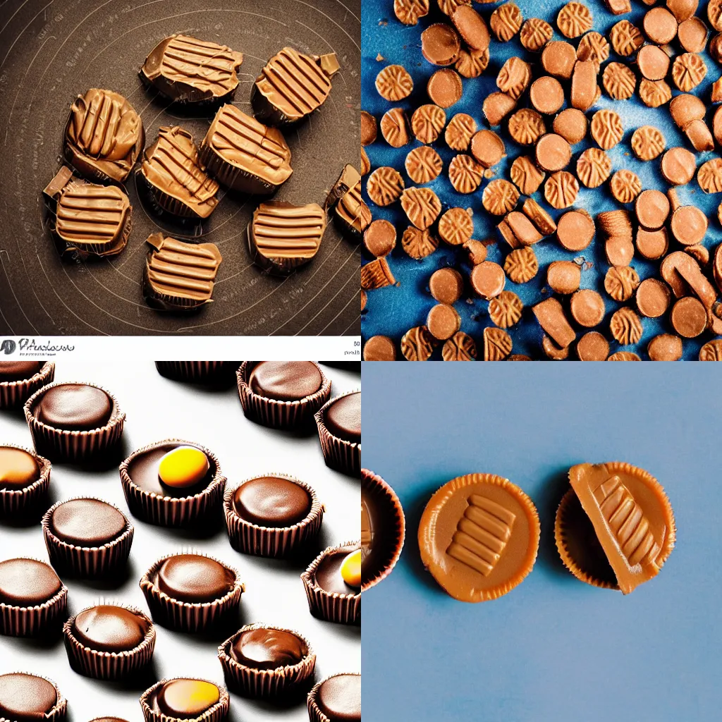 Prompt: Reese's peanut butter cups, graffiti, minimal