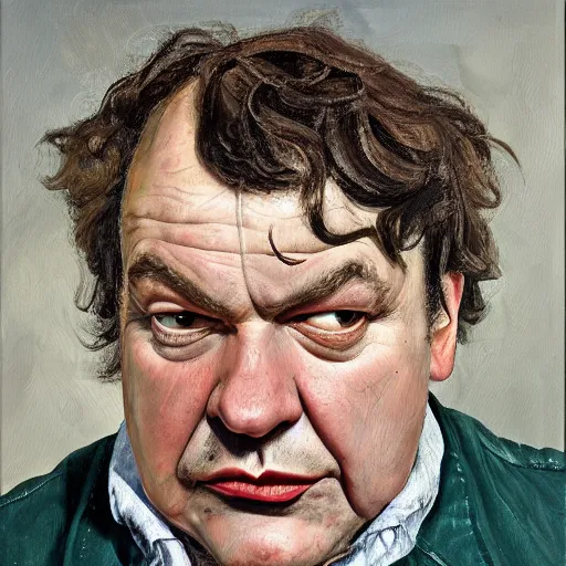 Image similar to high quality high detail painting by lucian freud, hd, portrait of mad jack black