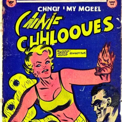 Prompt: vintage comic book about fallout ghouls