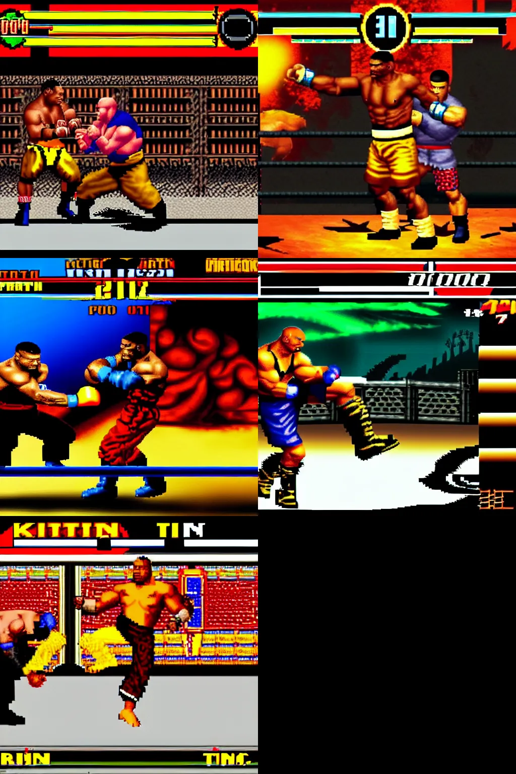 Prompt: mike tyson in mortal kombat 2 fighting arcade game, screenshot