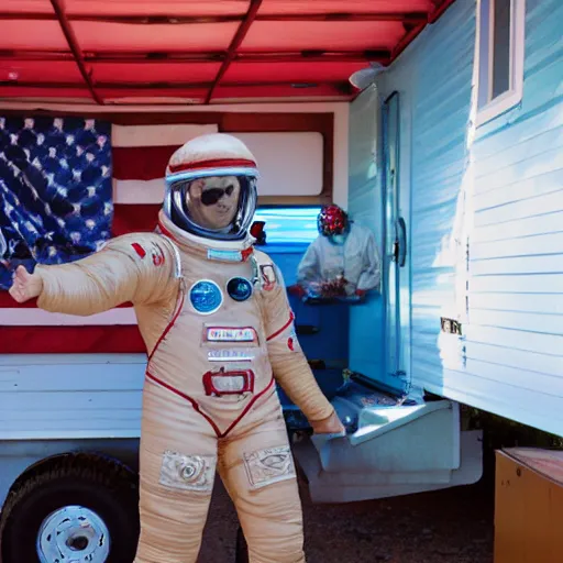 Prompt: redneck astronaut gillparty in trailer park, detailed, cinematic photo