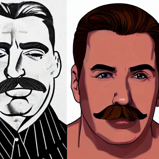 Prompt: lgbt art, tom of finland style, stalin, in billy herrington body, art in 4 k, high quality