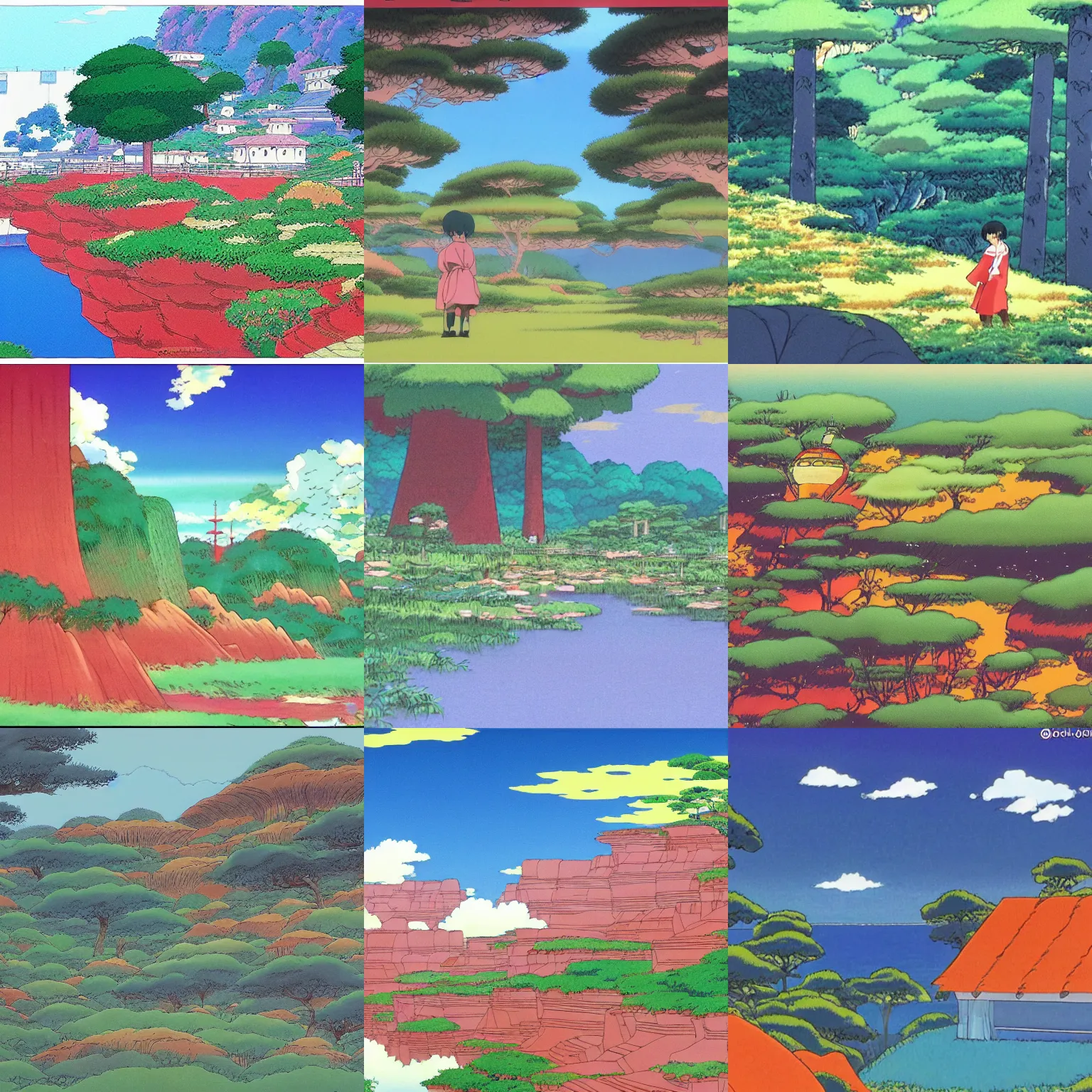 Prompt: background landscape by by rumiko takahashi by ghibli anime