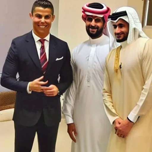 Image similar to Ronaldo wearing omani dishdasha