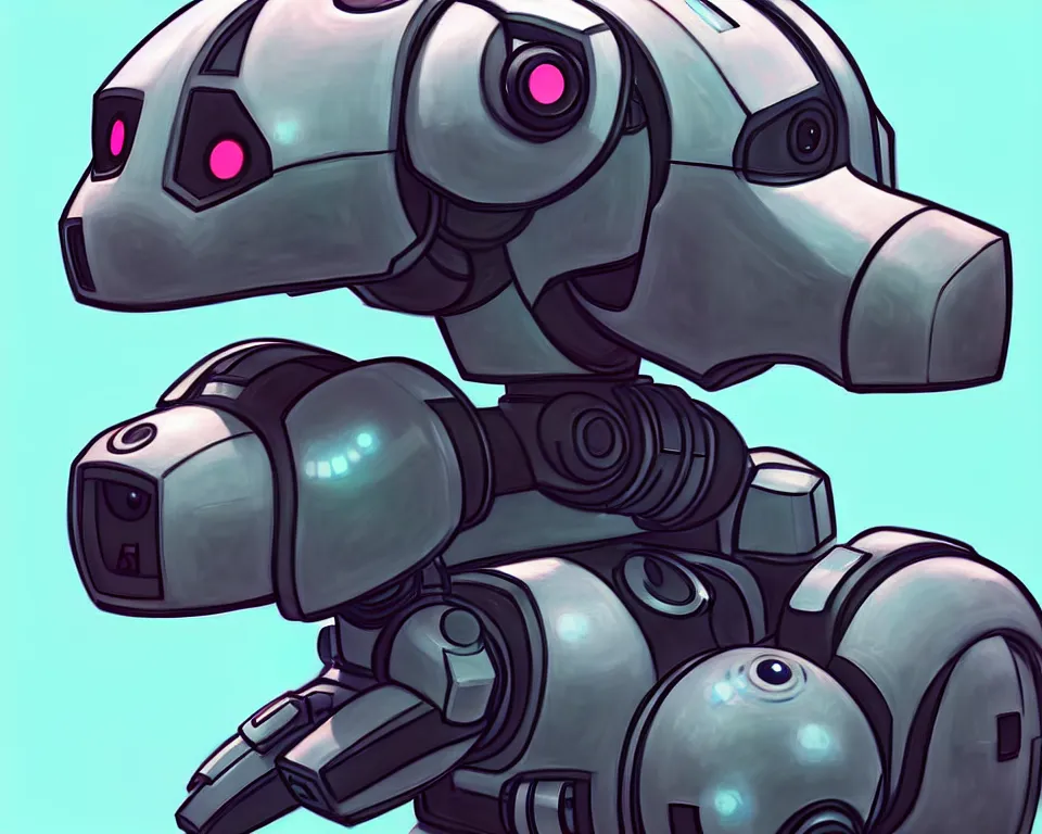 Image similar to a ( ( ( ( ( ( ( cute robot puppy cyborg ) ) ) ) ) ) ) illustration by aaron miller!!!!!!!!!!!!!!!