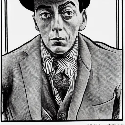 Image similar to buster keaton drawn by robert crumb