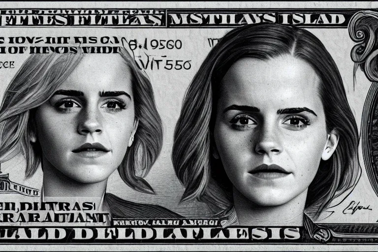 Image similar to emma watson on the american dollar bill