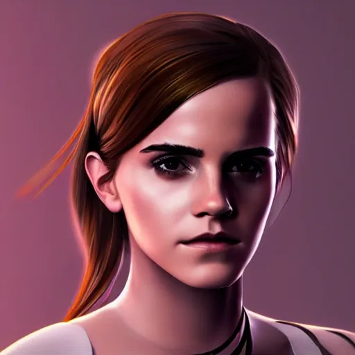 Image similar to Portrait of Emma Watson, cyberpunk style, artstation cgsociety masterpiece