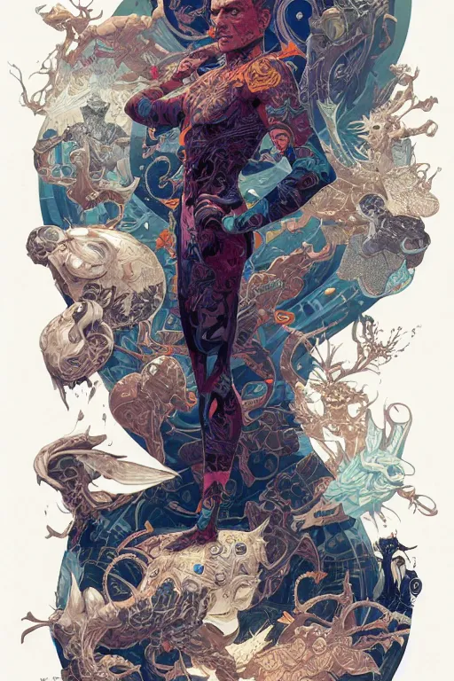 Image similar to full body tattoo design by kilian eng and victo ngai and james jean and peter mohrbacher and craig mullins